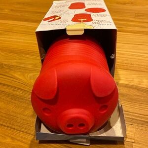 XL silicone red piggy bacon grease bin, like new